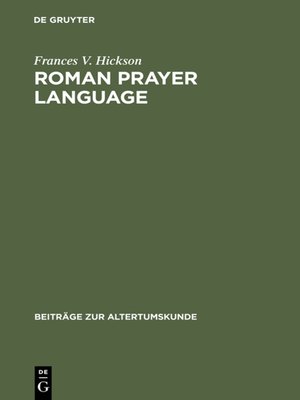 cover image of Roman Prayer Language